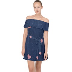Corazones, Blue, Pattern Off Shoulder Chiffon Dress by kyorashop23