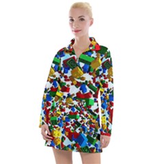 Falling Lego Bricks, Desenho, Fall, Games Women s Long Sleeve Casual Dress by kyorashop23