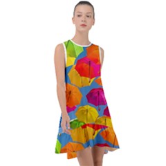 Umbrella, Colorful, Positive, Sky, Rainbow Frill Swing Dress by kyorashop23