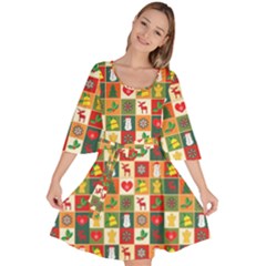Template Christmas Pattern Velour Kimono Dress by Proyonanggan