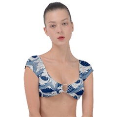 Japanese Wave Pattern Cap Sleeve Ring Bikini Top by Cemarart