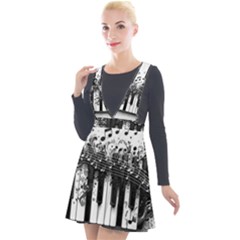 Piano Sounds Plunge Pinafore Velour Dress by RiverRootz