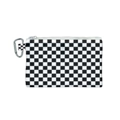 Pattern Checkered Squares Black White Pattern Canvas Cosmetic Bag (small) by Sabxi