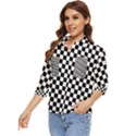 Pattern Checkered Squares Black White Pattern Women s Quarter Sleeve Pocket Shirt View3