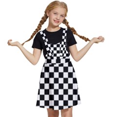 Pattern Checkered Squares Black White Pattern Kids  Apron Dress by Sabxi