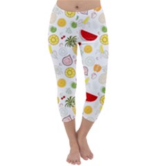 Pattern Seamless Texture Fruit Capri Winter Leggings  by Sabxi