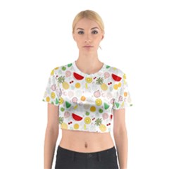 Pattern Seamless Texture Fruit Cotton Crop Top by Sabxi