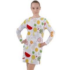 Pattern Seamless Texture Fruit Long Sleeve Hoodie Dress by Sabxi