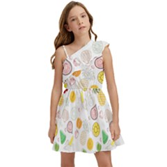 Pattern Seamless Texture Fruit Kids  One Shoulder Party Dress by Sabxi