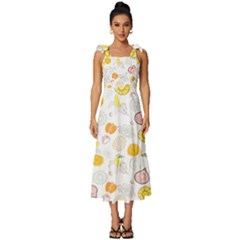 Pattern Seamless Texture Fruit Tie-strap Tiered Midi Chiffon Dress by Sabxi
