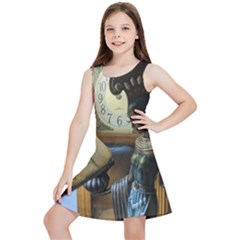 Clock And Lady Kids  Lightweight Sleeveless Dress by bestdesignintheworld