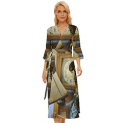 Clock And Lady Midsummer Wrap Dress by bestdesignintheworld