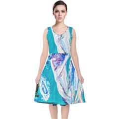 Sailing Boat V-neck Midi Sleeveless Dress  by bestdesignintheworld