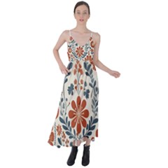 Retro Scandinavian Nordic Flowers Pattern 3 Tie Back Maxi Dress by violetheavensky