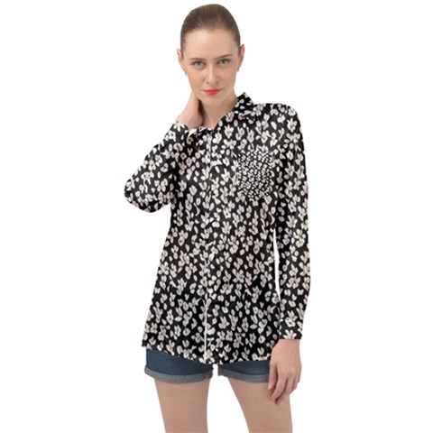 Gothic Leaf Pattern 5 Long Sleeve Satin Shirt by violetheavensky