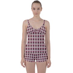Retro 60s 50s Plaid Pattern 2 Tie Front Two Piece Tankini by violetheavensky