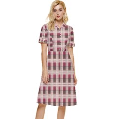 Retro 60s 50s Plaid Pattern 2 Button Top Knee Length Dress by violetheavensky