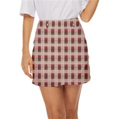 Retro 60s 50s Plaid Pattern 2 Mini Front Wrap Skirt by violetheavensky