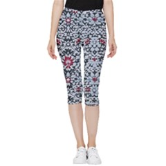 Gothic Leaf Pattern 6 Inside Out Lightweight Velour Capri Leggings  by violetheavensky