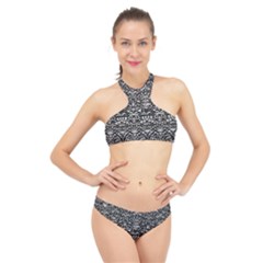 Gothic Leaf Pattern 2 High Neck Bikini Set by violetheavensky