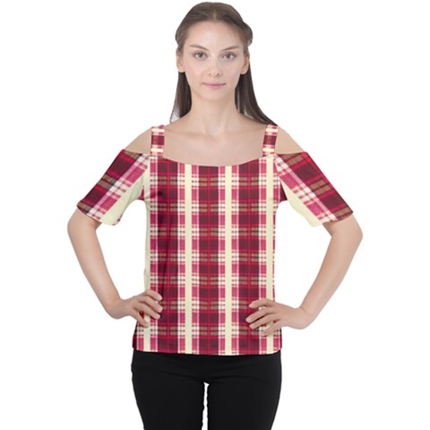 Retro 60s 50s Plaid Pattern 4 Cutout Shoulder T-shirt by violetheavensky