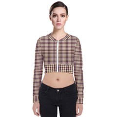 Retro 60s 50s Plaid Pattern 3 Long Sleeve Zip Up Bomber Jacket by violetheavensky