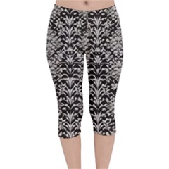 Gothic Leaf Pattern 4 Velvet Capri Leggings  by violetheavensky