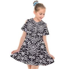 Gothic Leaf Pattern 4 Kids  Short Sleeve Shirt Dress by violetheavensky