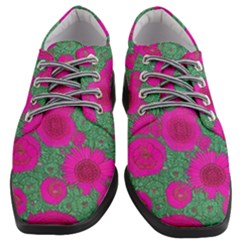 Mid Century Retro Floral 1970s 1960s Pattern 97 Women Heeled Oxford Shoes by violetheavensky