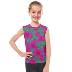 Mid Century Retro Floral 1970s 1960s Pattern 97 Kids  Mesh Tank Top by violetheavensky