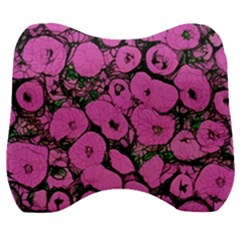 Mid Century Retro Floral 1970s 1960s Pattern 100 Velour Head Support Cushion by violetheavensky