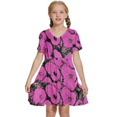 Mid Century Retro Floral 1970s 1960s Pattern 100 Kids  Short Sleeve Tiered Mini Dress by violetheavensky
