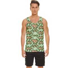 Retro 1880s Flowers Pattern 5 Men s Wide Collar Tank Top by violetheavensky