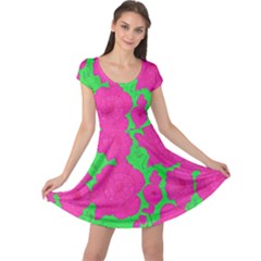 Mid Century Retro Floral 1970s 1960s Pattern 98 Cap Sleeve Dress by violetheavensky