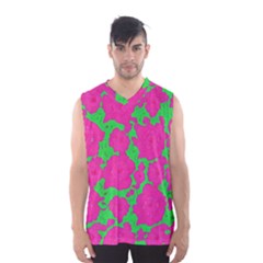 Mid Century Retro Floral 1970s 1960s Pattern 98 Men s Basketball Tank Top by violetheavensky