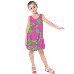 Mid Century Retro Floral 1970s 1960s Pattern 98 Kids  Sleeveless Dress by violetheavensky