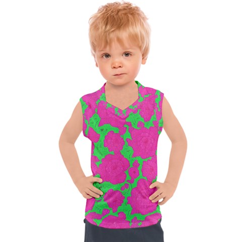 Mid Century Retro Floral 1970s 1960s Pattern 98 Kids  Sport Tank Top by violetheavensky
