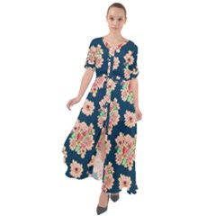 Retro 1880s Flowers Pattern 7 Waist Tie Boho Maxi Dress by violetheavensky