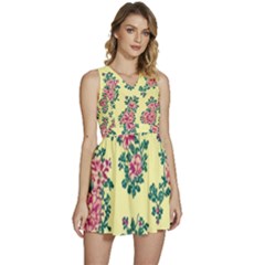 Retro 1880s Flowers Pattern 8 Sleeveless High Waist Mini Dress by violetheavensky