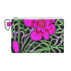 Mid Century Retro Floral 1970s 1960s Pattern 99 Canvas Cosmetic Bag (large) by violetheavensky
