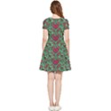 Retro 1880s Flowers Pattern 3 Inside Out Cap Sleeve Dress View2