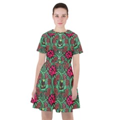 Retro 1880s Flowers Pattern 3 Sailor Dress by violetheavensky