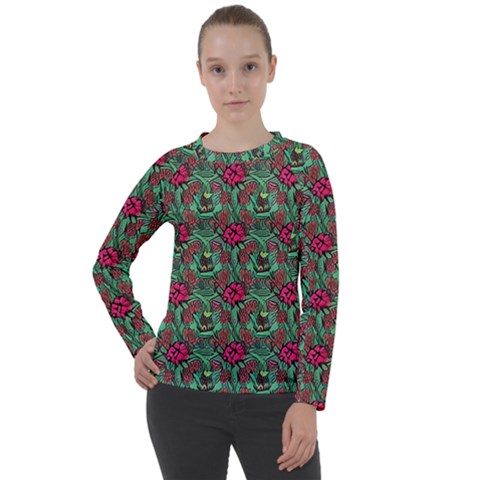 Retro 1880s Flowers Pattern 3 Women s Long Sleeve Raglan T-shirt by violetheavensky