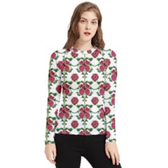 Retro 1880s Flowers Pattern 2 Women s Long Sleeve Rash Guard by violetheavensky