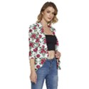 Retro 1880s Flowers Pattern 2 Women s 3/4 Sleeve Ruffle Edge Open Front Jacket View3