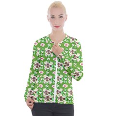 Retro 1880s Flowers Pattern 4 Casual Zip Up Jacket by violetheavensky