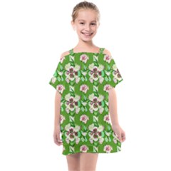 Retro 1880s Flowers Pattern 4 Kids  One Piece Chiffon Dress by violetheavensky