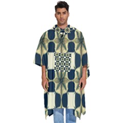 Royal Fractal Pattern Men s Hooded Rain Ponchos by violetheavensky