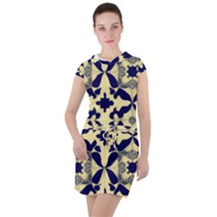 Royal Fractal Pattern 3 Drawstring Hooded Dress by violetheavensky