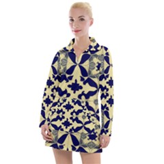 Royal Fractal Pattern 3 Women s Long Sleeve Casual Dress by violetheavensky
